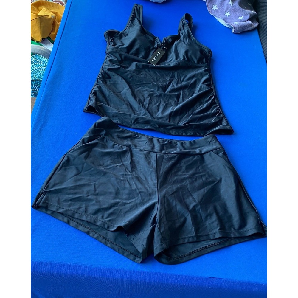 Talisea Black 2 Piece Tankini Swimsuit Set Womens Size Medium New With Tags